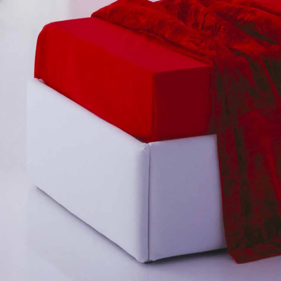 Pojedyncze łóżko z zagłówkiem, żelazną i drewnianą strukturą Line by Bolzan Viadurini