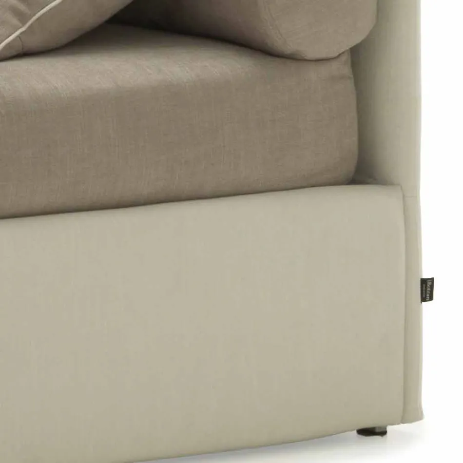 Pojedyncze łóżko z zagłówkiem, żelazną i drewnianą strukturą Line by Bolzan Viadurini