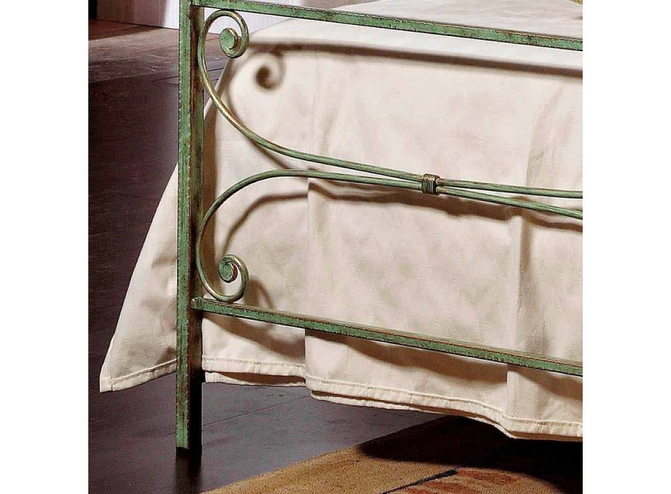 łóżko z kutego żelaza młotkiem kwadratowy Leila, wykonane we Włoszech Viadurini