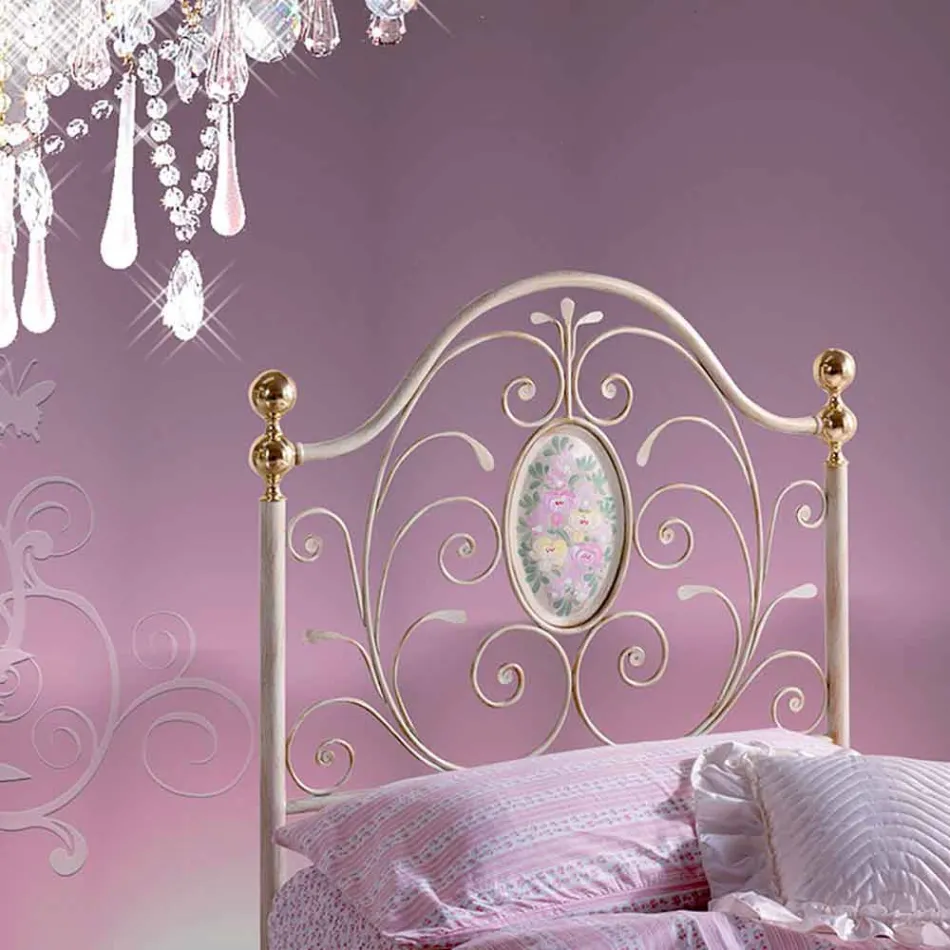 Łóżko pojedyncze w kute Turquoise Viadurini