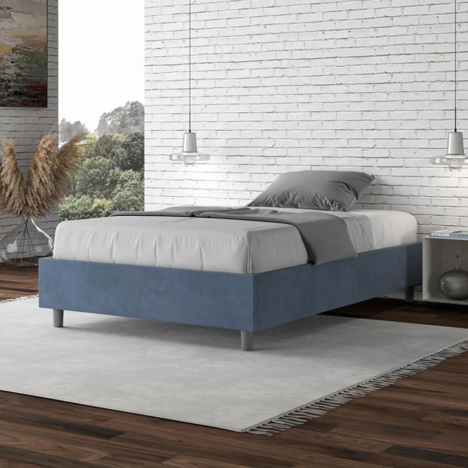 Łóżko małżeńskie 120x200 cm pokryte mikrofibrą Wyprodukowano we Włoszech - Athlete Viadurini