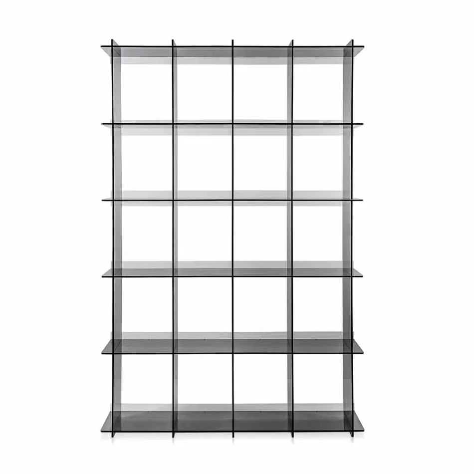 Współczesny regał ścienny w wędzonym plexi Sfera4 Viadurini