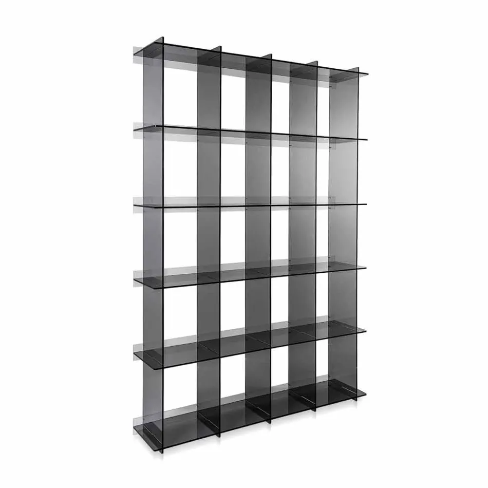 Współczesny regał ścienny w wędzonym plexi Sfera4 Viadurini