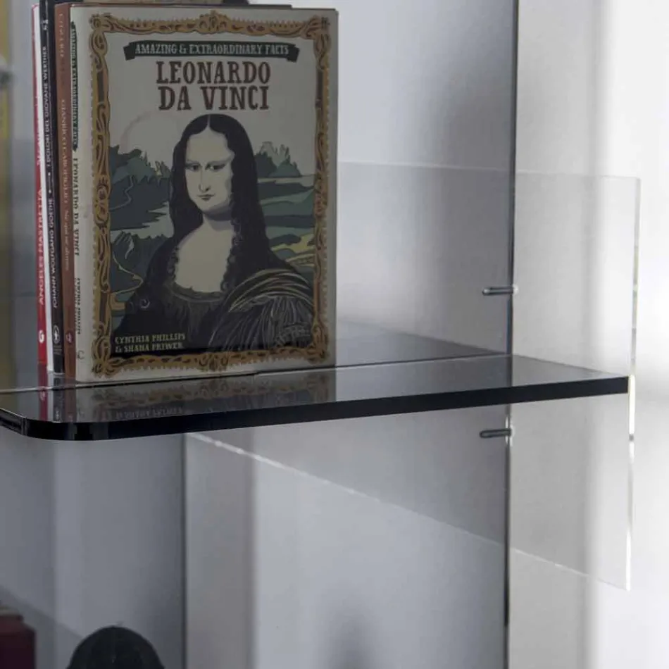 Współczesny regał ścienny w wędzonym plexi Sfera4 Viadurini