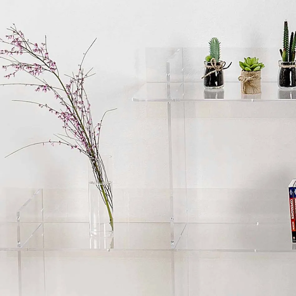 Sfera3 przezroczysta ściana regał L180 x H180 x P30 cm, wykonana we Włoszech Viadurini