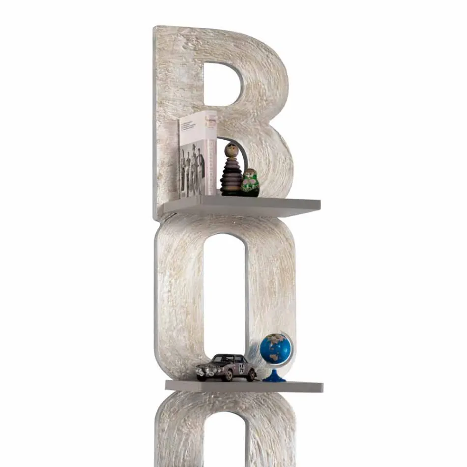 Regał ścienny z ręcznie wykonanym wzorem we Włoszech 3 półki Nicla Viadurini