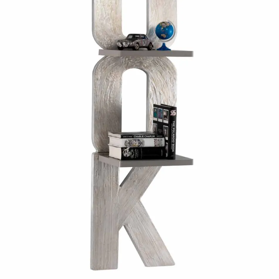 Regał ścienny z ręcznie wykonanym wzorem we Włoszech 3 półki Nicla Viadurini