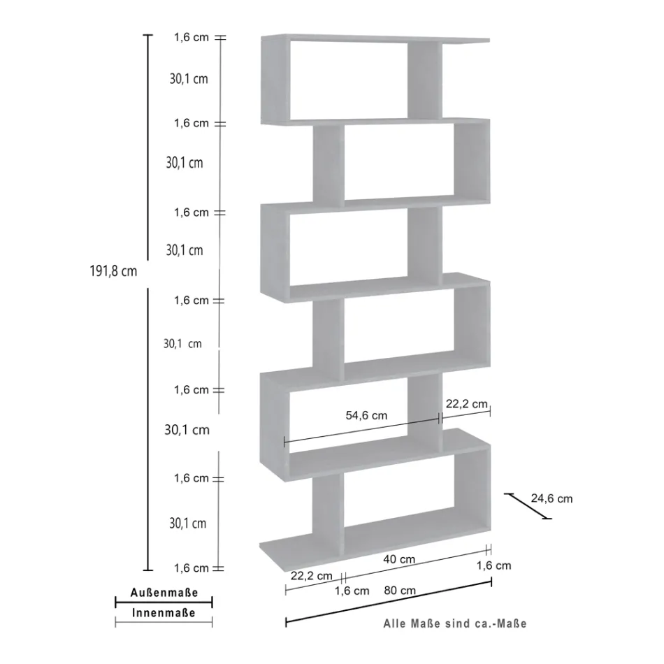 Pionowy Regał Ścienny Salon w Drewnie 3 Wykończenia - Minetta Viadurini