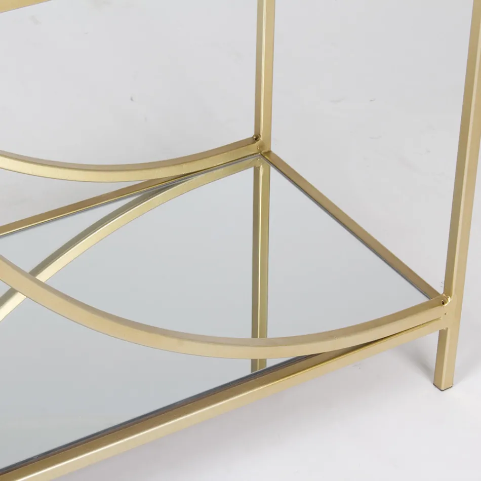 Niski regał ze stali i 3 szklane półki Elegancki design - Noralea Viadurini