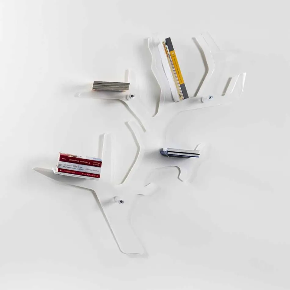 Regał na książki w białej kolorystyce Carol, wykonany we Włoszech Viadurini