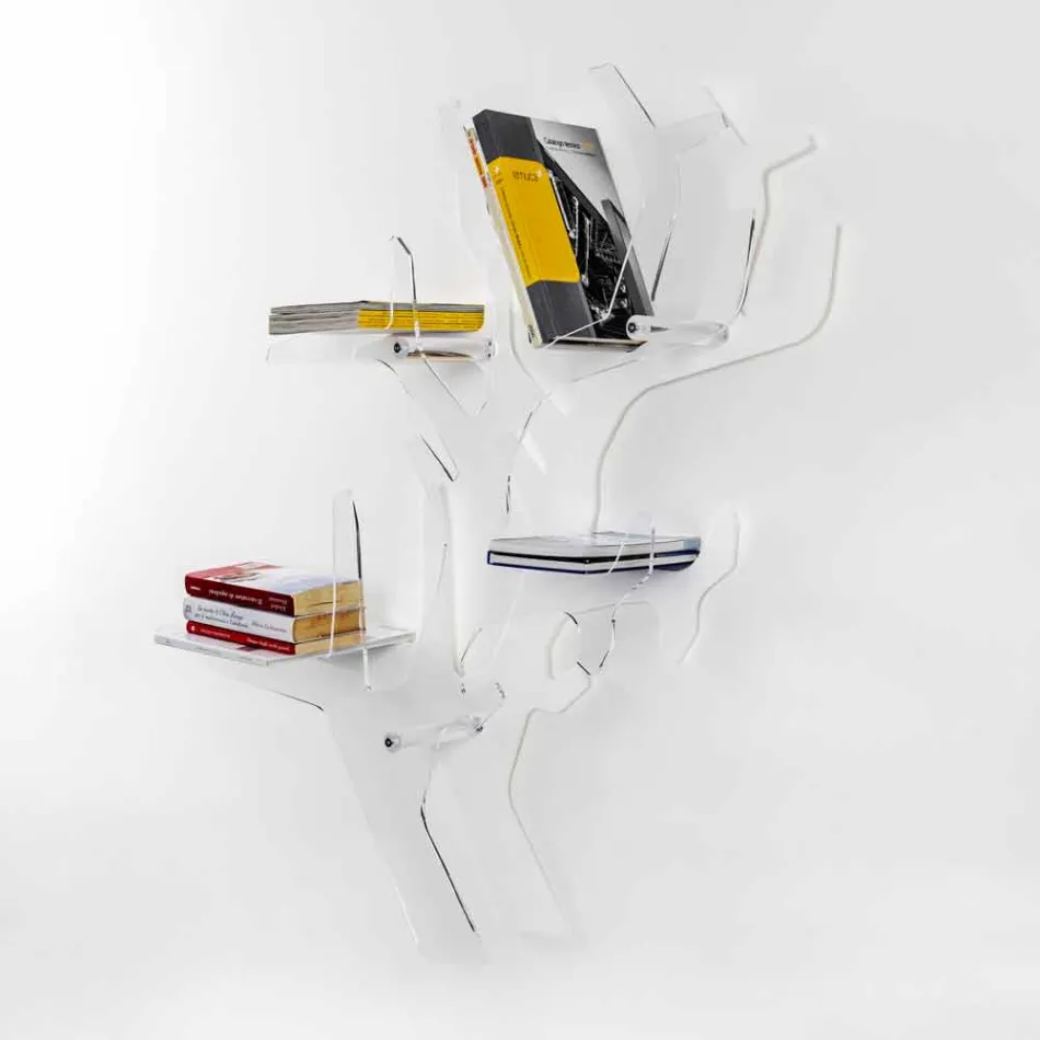 Regał na książki w białej kolorystyce Carol, wykonany we Włoszech Viadurini