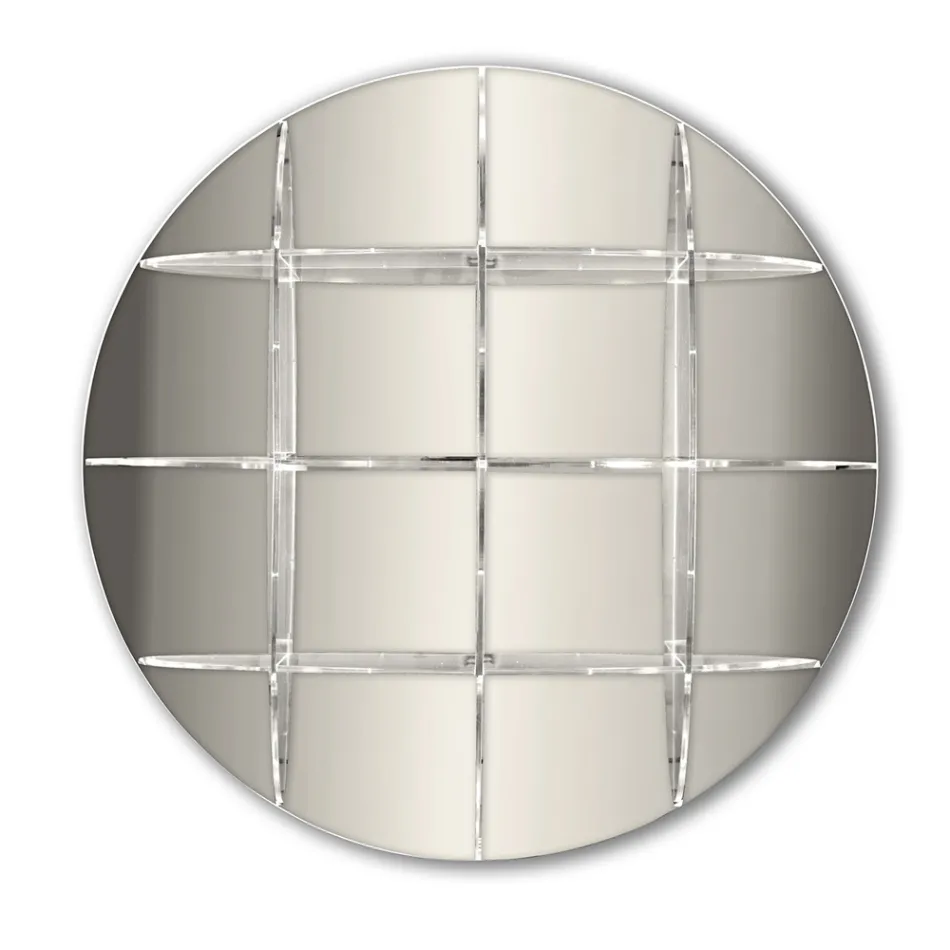 Okrągły regał ścienny ze złotego lub srebrnego pleksi Made in Italy - Lizzy Viadurini