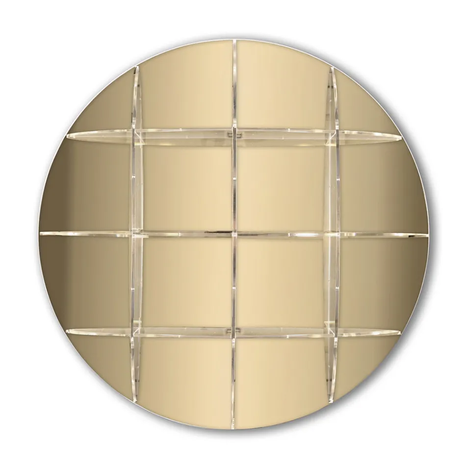 Okrągły regał ścienny ze złotego lub srebrnego pleksi Made in Italy - Lizzy Viadurini