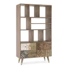 Regał do salonu z drewna mango i drzwi z recyklingu Homemotion - Auriel Viadurini