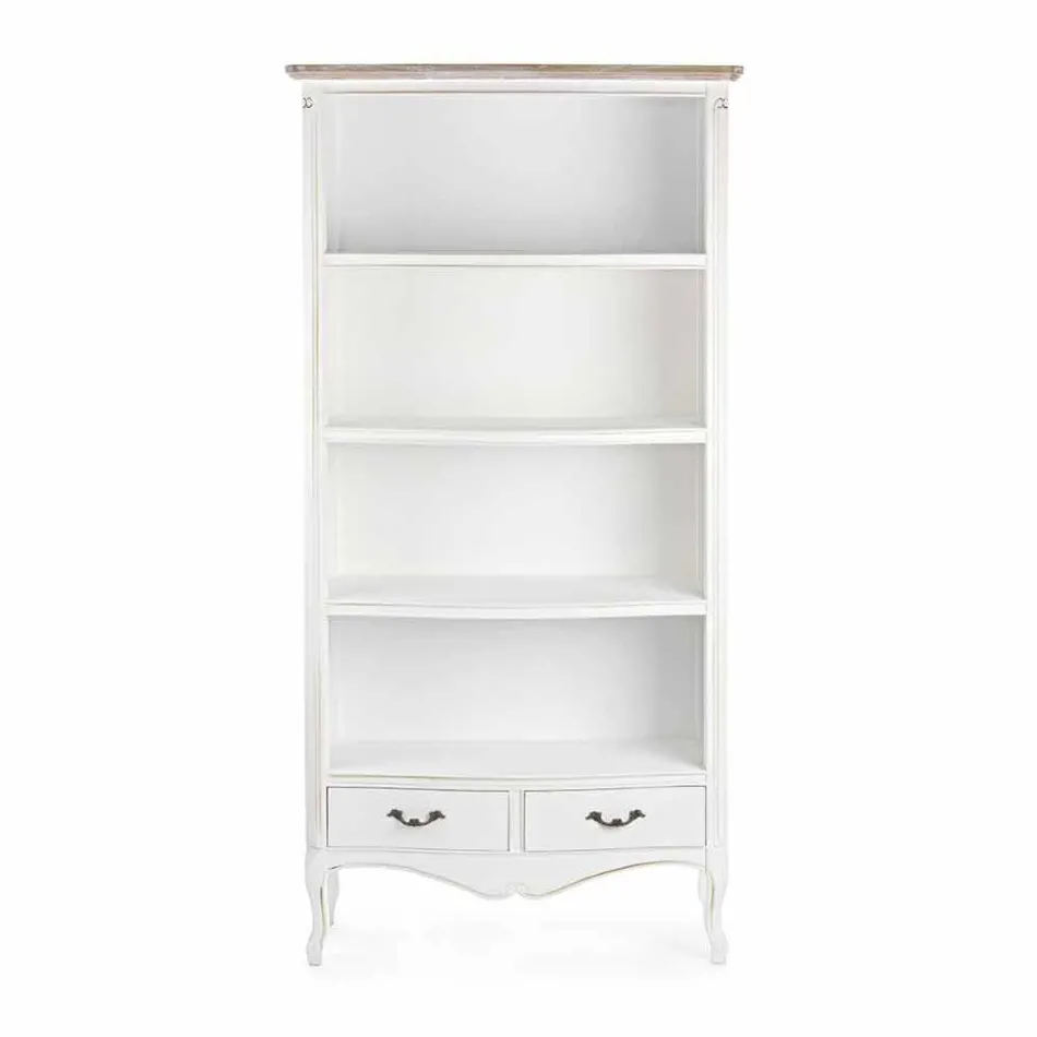 Klasyczny drewniany regał podłogowy z metalowymi uchwytami Homemotion - Spina Viadurini