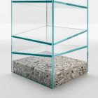Zaprojektuj regał podłogowy ze szkła ze stalową podstawą Made in Italy - Biba Viadurini