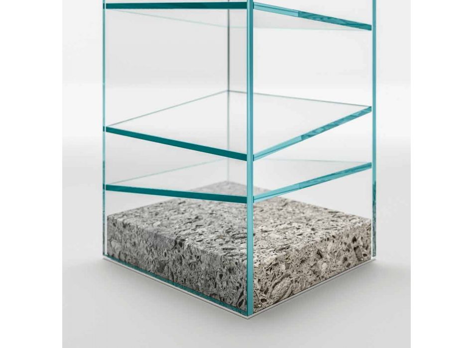 Zaprojektuj regał podłogowy ze szkła ze stalową podstawą Made in Italy - Biba Viadurini