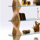 Zaprojektuj regał podłogowy ze szkła i drewna jesionowego Made in Italy - Aspide Viadurini