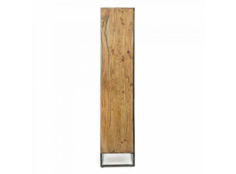 Homemotion - Regał podłogowy Goliath z drewna akacjowego i malowanej stali Viadurini