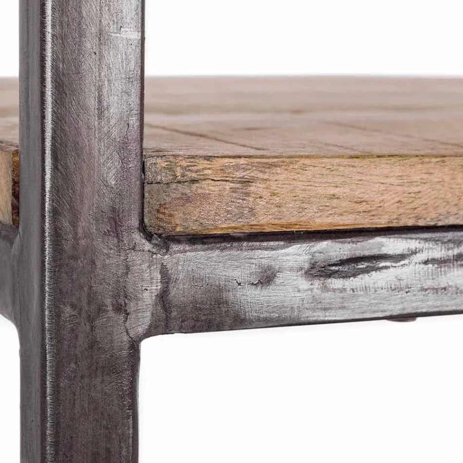 Regał podłogowy w stylu industrialnym ze stali i drewna Homemotion - Zompo Viadurini