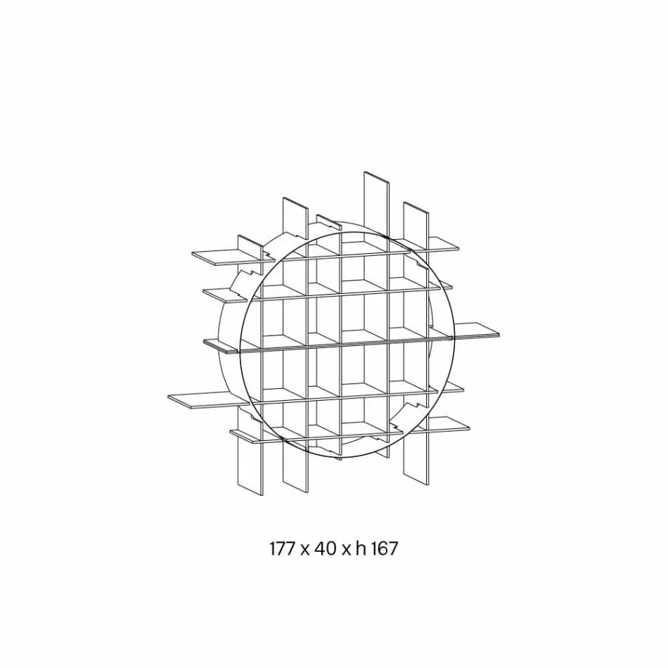 Wolnostojący Regał Okrągły z Extraclear Glass i Brushed Black - Marco Viadurini