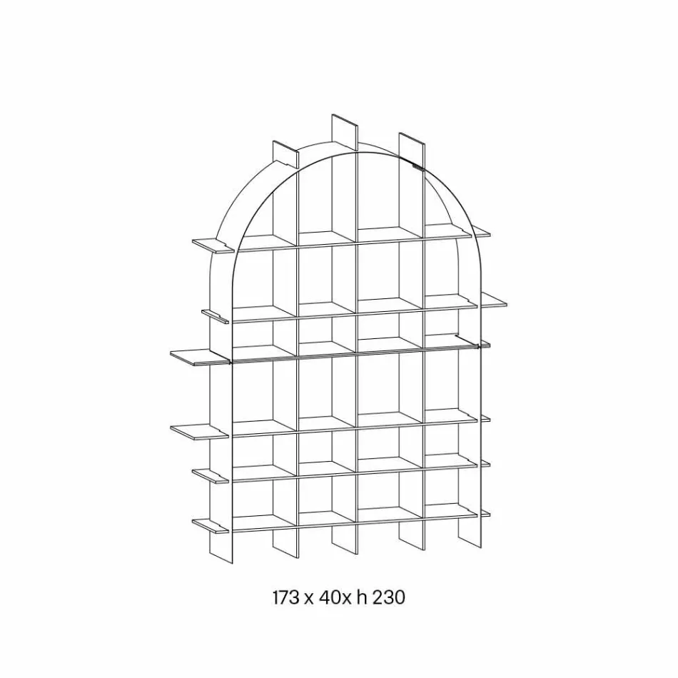 Wolnostojący regał łukowy z wędzonego szkła i szczotkowanego brązu - Marco Viadurini