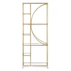 Regał wolnostojący ze stalowymi i szklanymi blatami Elegancki design - Noralea Viadurini