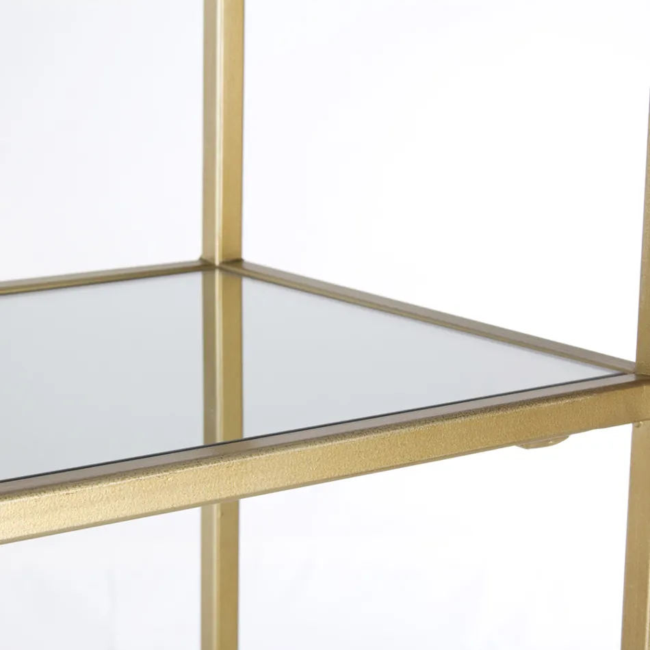 Regał wolnostojący ze stalowymi i szklanymi blatami Elegancki design - Noralea Viadurini