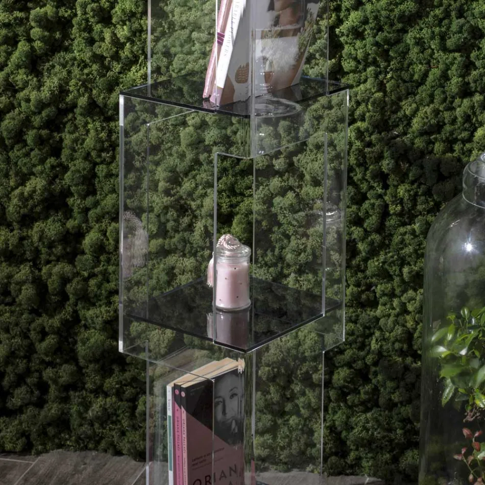 Regał wolnostojący z przezroczystego lub wędzonego kryształu akrylowego - Icaria Viadurini