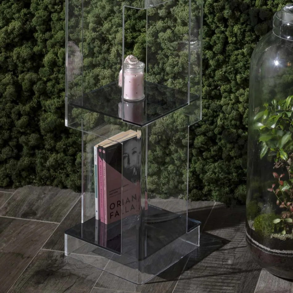 Regał wolnostojący z przezroczystego lub wędzonego kryształu akrylowego - Icaria Viadurini