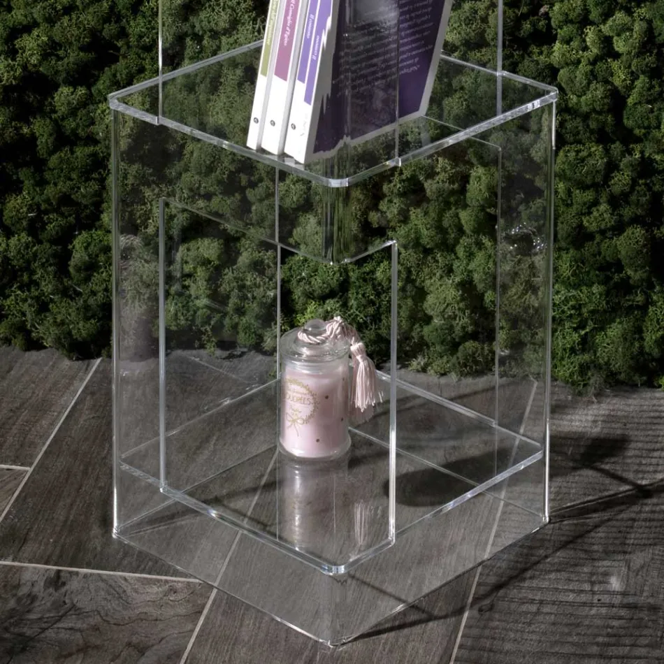 Regał wolnostojący z przezroczystego lub wędzonego kryształu akrylowego - Icaria Viadurini