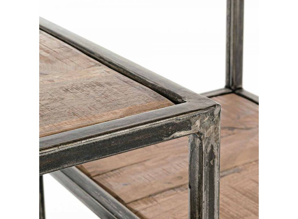 Regał ze stali malowanej i drewna w stylu industrialnym Homemotion - Zompo Viadurini