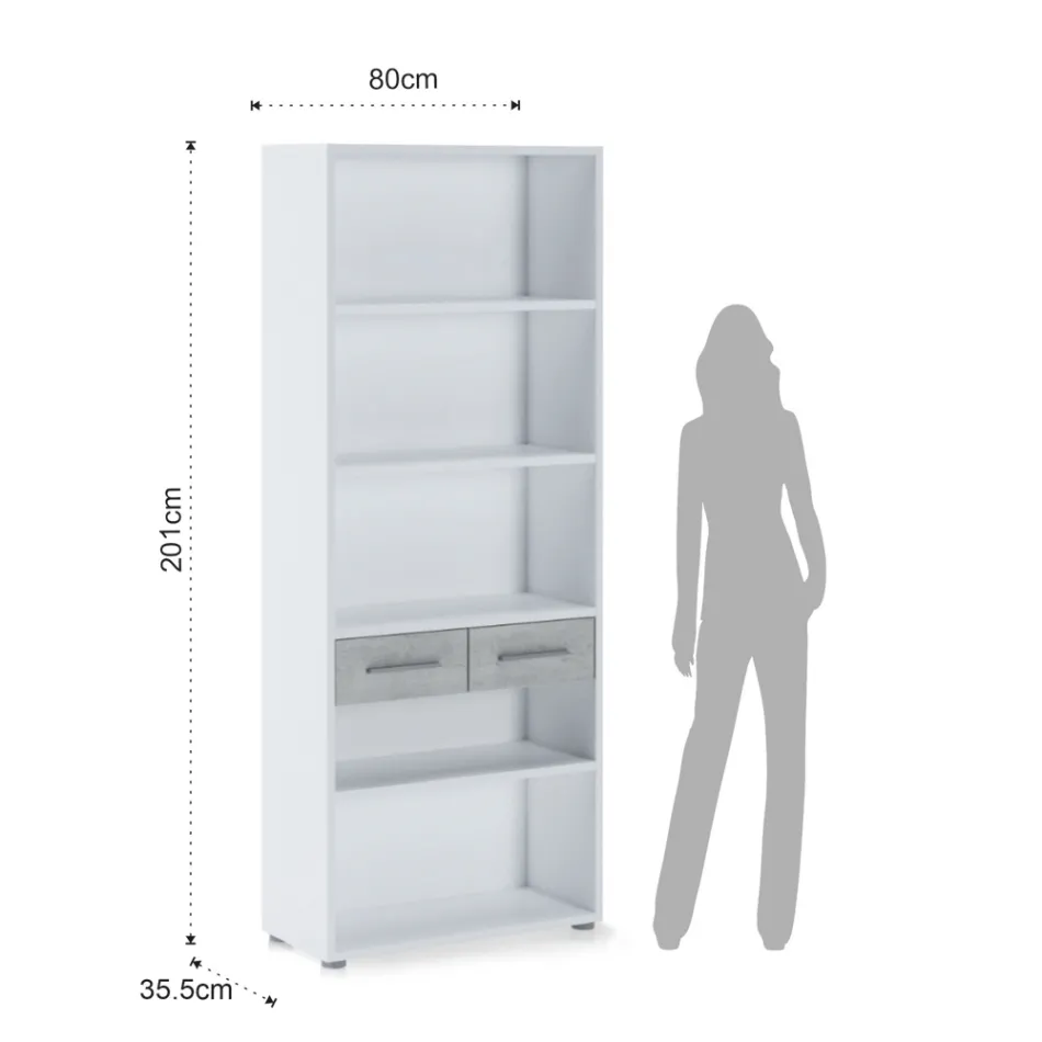 Regał drewniany pokryty melaminą w różnych rozmiarach - blaszany Viadurini