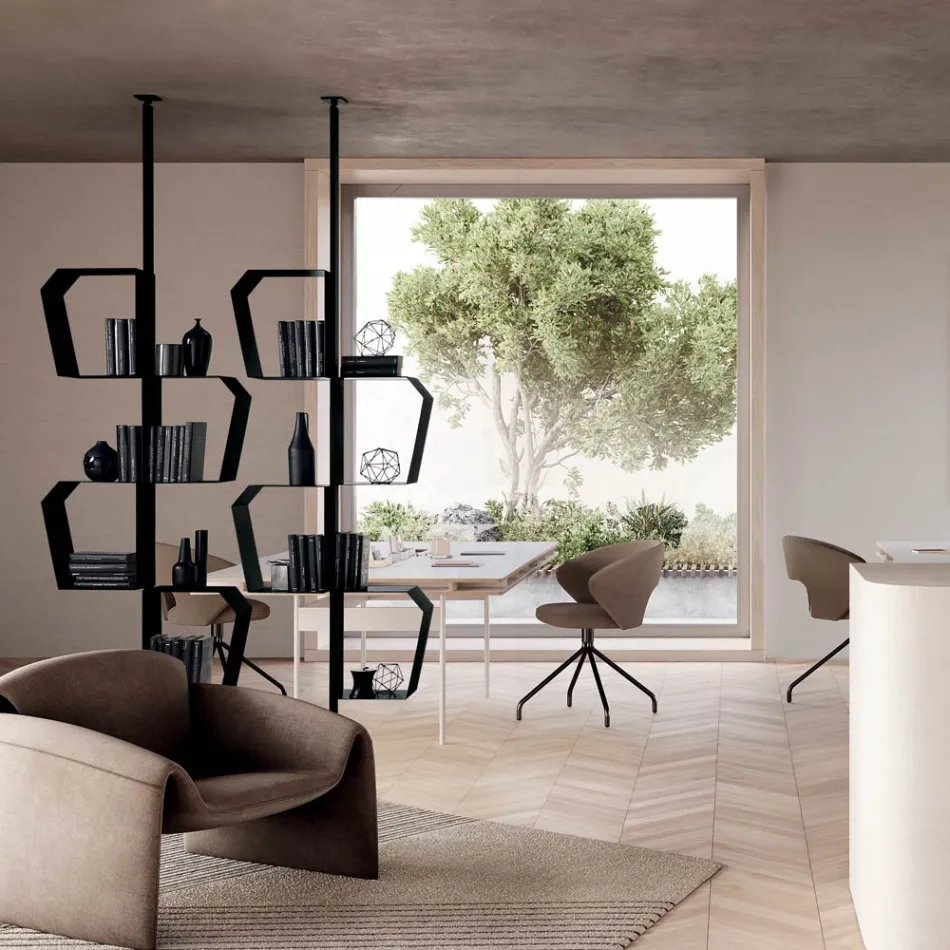 Malowana metalowa biblioteczka z regulowanymi nogami, wyprodukowana we Włoszech - Fernanda Viadurini