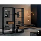 Regał z przydymionego szkła z szufladą z drewna orzechowego Canaletto Włoski design - Linzy Viadurini