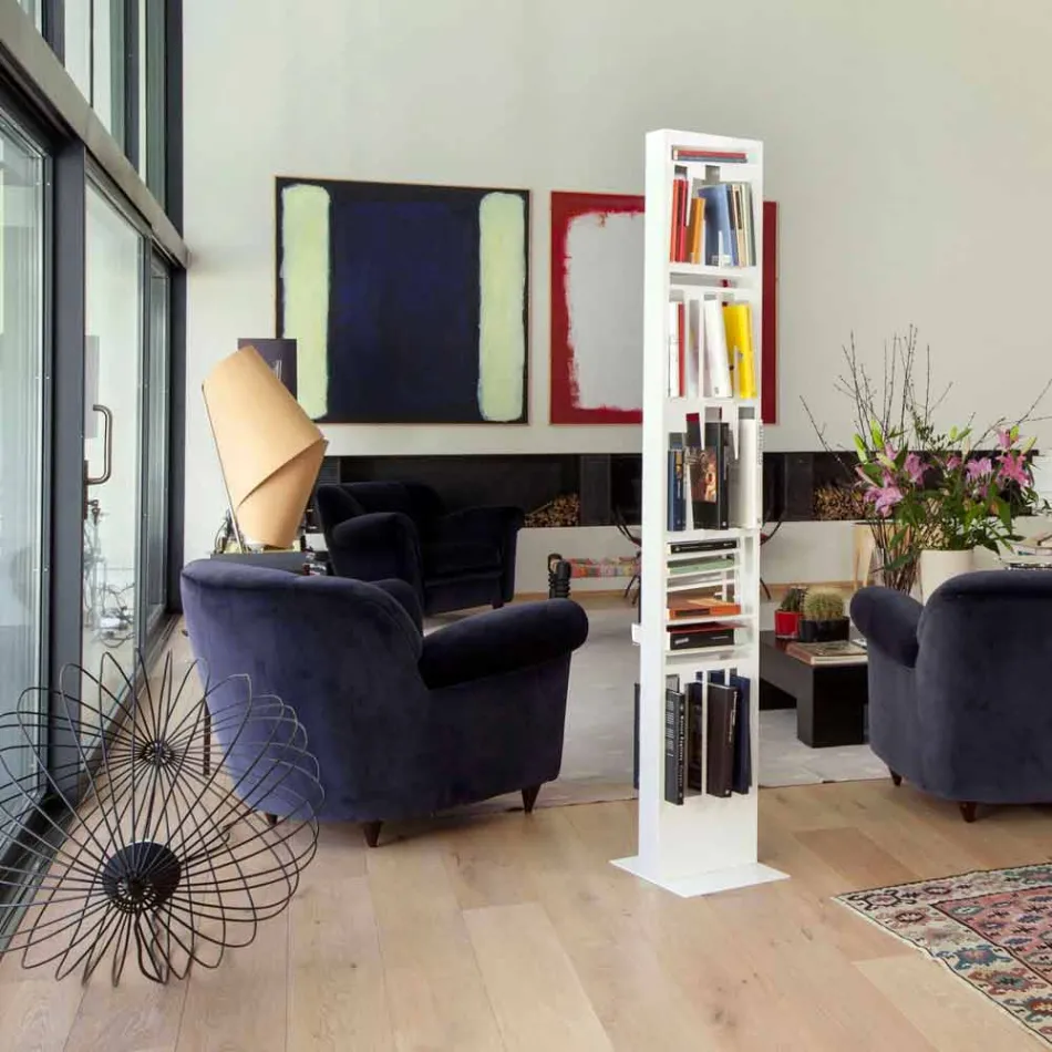 Nowoczesny regał podłogowy z białymi metalowymi półkami Made in Italy - Bolivia Viadurini