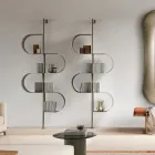 Metalowa, malowana, pionowa biblioteczka Fatima z regulowanymi nogami Viadurini