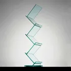 Pionowy Regał z Przeźroczystego Szkła do Wolnostojącego Salonu - Brugo Viadurini