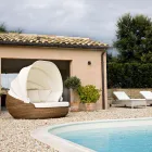 Leżak ogrodowy z baldachimem z polirattanu - Colin Viadurini