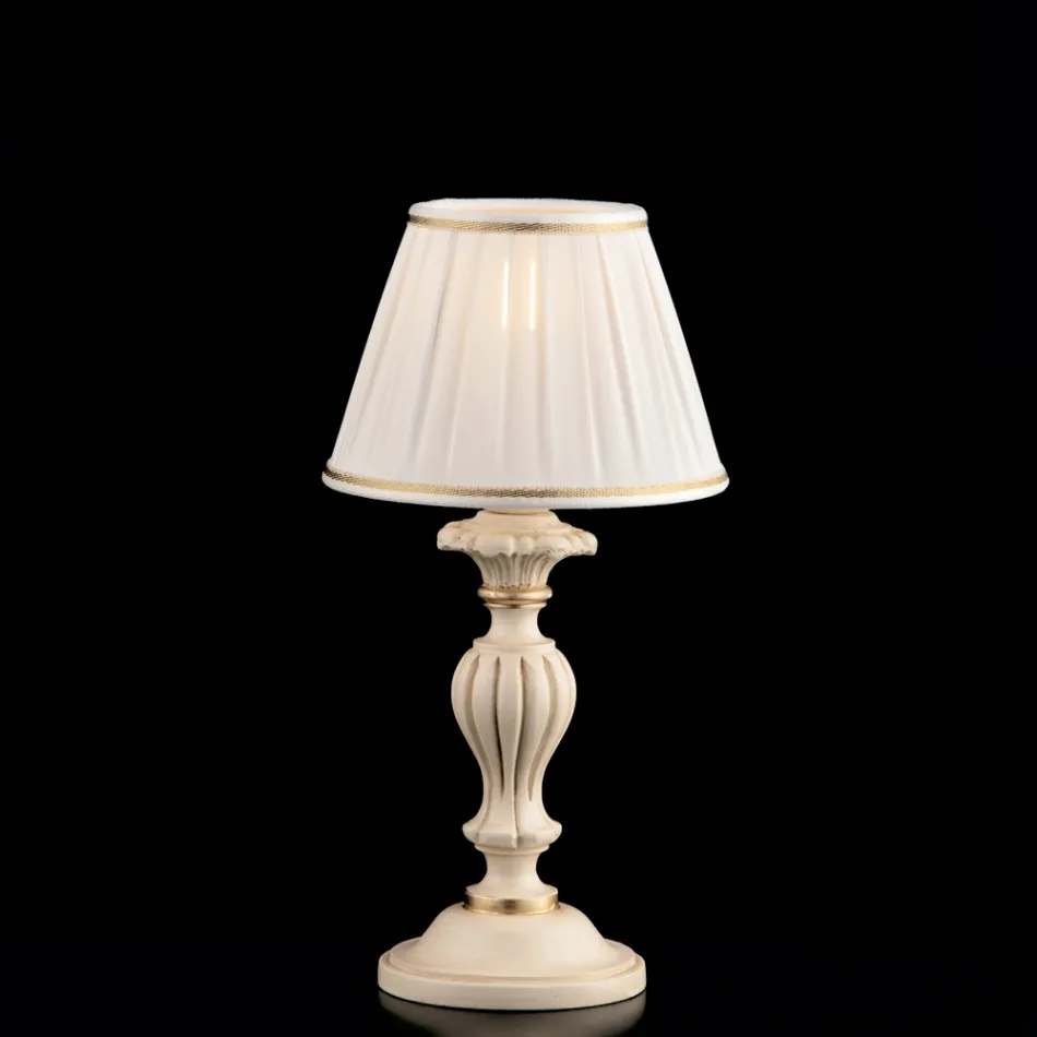 Drewniana lampa z abażurem Made in Italy do dekoracji wnętrz - Mediolan Viadurini