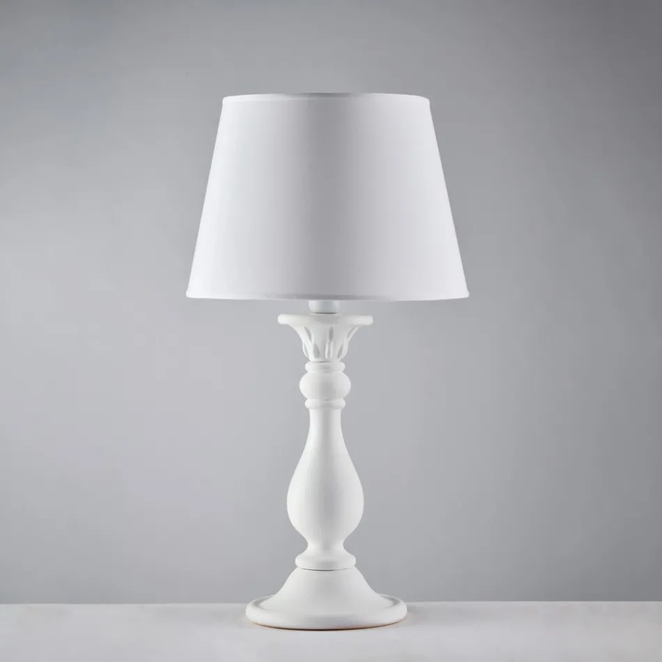 Drewniana lampa z abażurem Made in Italy do dekoracji wnętrz - Siena Viadurini