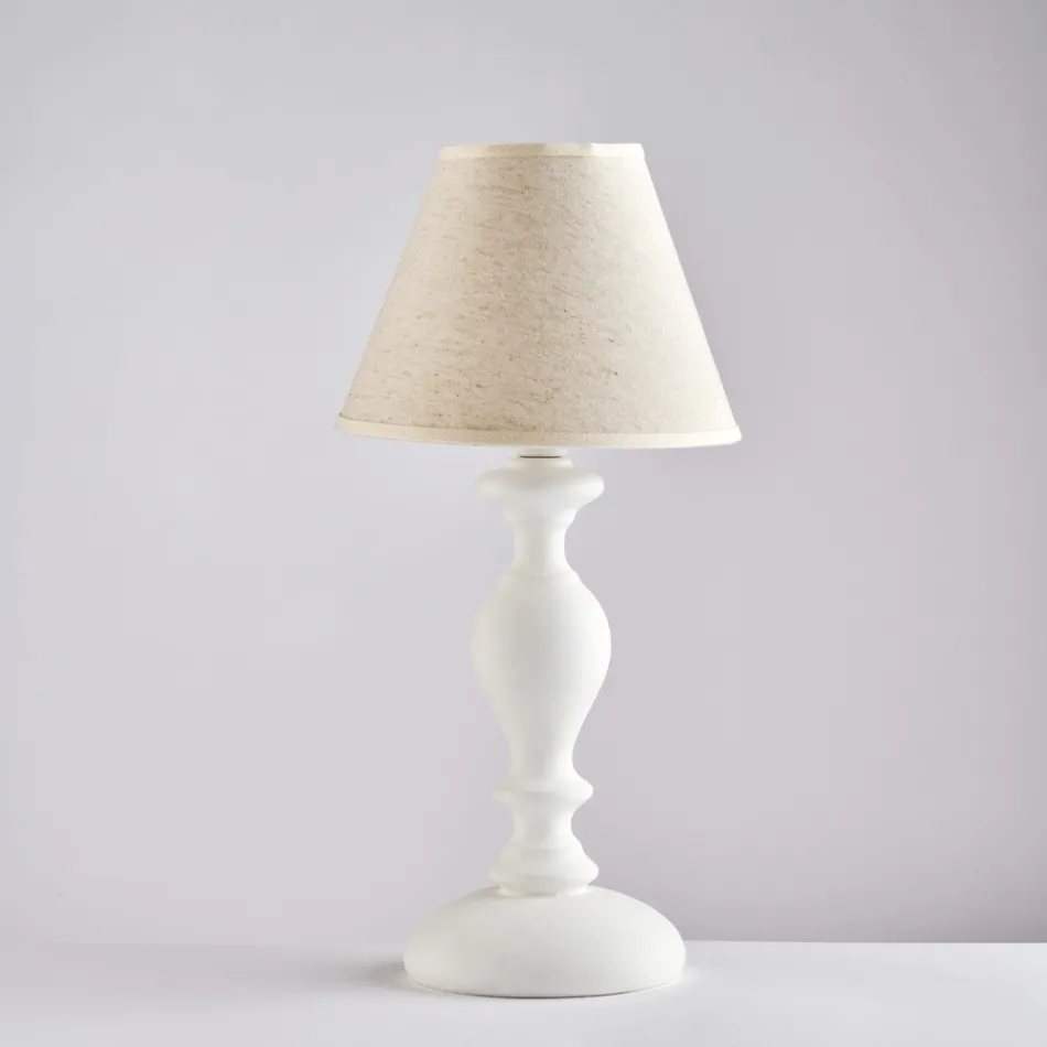 Drewniana lampa z abażurem Made in Italy do dekoracji wnętrz - Toskania Viadurini