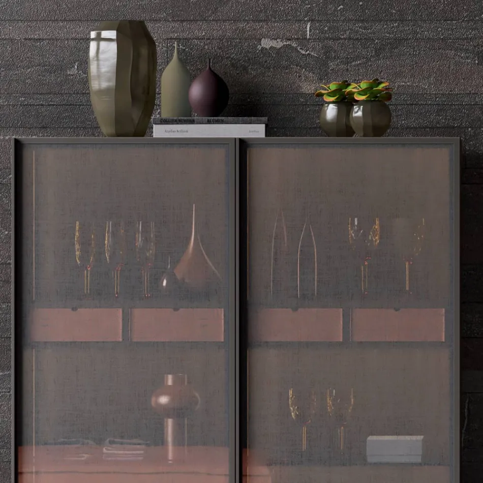 Kredens 2-drzwiowy z ekologicznego drewna i wysokiej jakości metalu Made in Italy - Aaron Viadurini