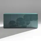 Komoda 5-drzwiowa z lakierowanej płyty MDF z ręcznie grawerowaną i wykończoną dekoracją – Krab Viadurini