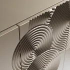 Komoda 5-drzwiowa z lakierowanej płyty MDF z ręcznie grawerowaną i wykończoną dekoracją – Krab Viadurini