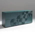 Komoda 5-drzwiowa z lakierowanej płyty MDF z ręcznie grawerowaną i wykończoną dekoracją – Krab Viadurini