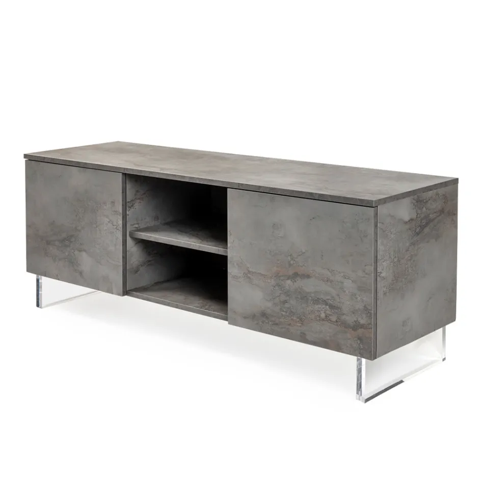 Kredens z 2 drzwiami i 2 centralnymi otwartymi przegródkami z melaminy Made in Italy - Minnie Viadurini