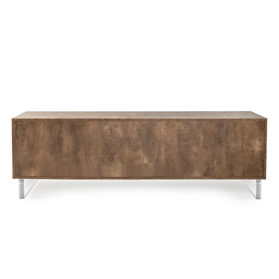 Kredens z 2 drzwiami i 2 bocznymi otwartymi przegródkami z melaminy Made in Italy - Mysz Viadurini