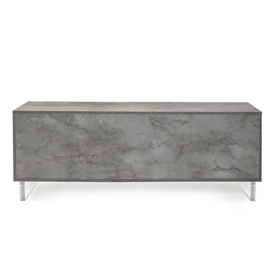 Kredens z 2 drzwiami i 2 bocznymi otwartymi przegródkami z melaminy Made in Italy - Mysz Viadurini