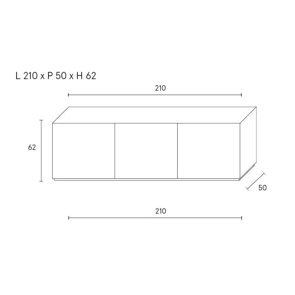 Komoda z 3 drzwiami i 3 półkami wewnętrznymi, dekoracja z odlewanego aluminium - Skorpion Viadurini